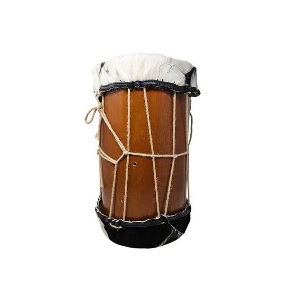 Vintage Handpainted Fruit Spotted Cowhide Calf Hair Hand Drum Folk Art Music - Picture 3 of 5